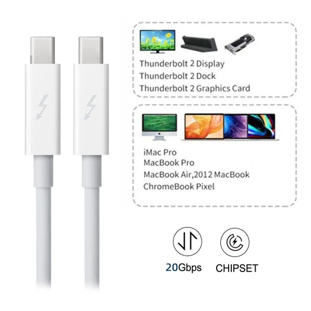 Alt view image 3 of 7 - CY Cable Thunderbolt 2 Port to Thunderbolt 2 Male to Male 4K Video 20Gbps Data Cable for Mac Pro 2013 2014 2015 (Not Support Mini-DP) 50cm