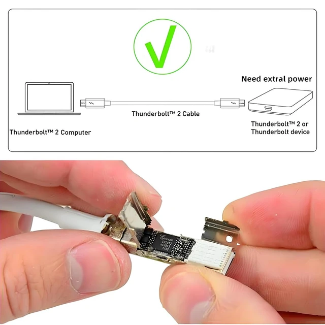 Alt view image 6 of 7 - CY Cable Thunderbolt 2 Port to Thunderbolt 2 Male to Male 4K Video 20Gbps Data Cable for Mac Pro 2013 2014 2015 (Not Support Mini-DP) 50cm