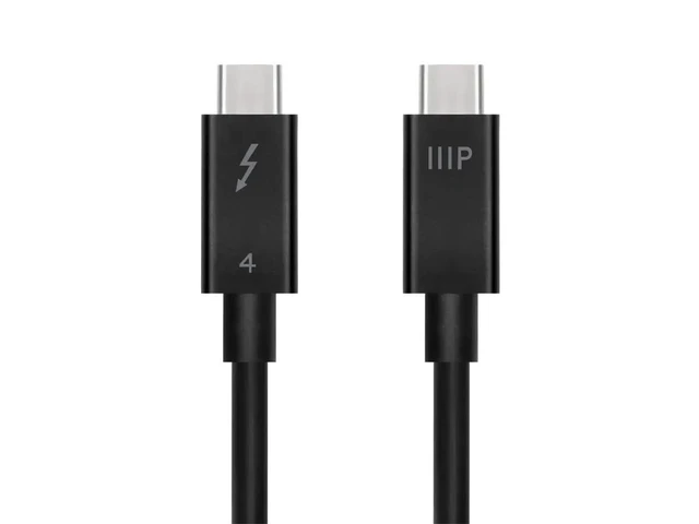 Alt view image 4 of 6 - Monoprice Thunderbolt 4 Cable - Intel Certified, 40Gbps, 240 Watts Power Delivery, 8K Ultra HD, 1 Meter, Black