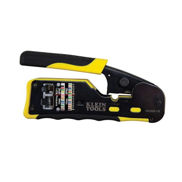 Alt view image 4 of 6 - Monoprice Cat6 Ethernet Bulk Cable, 550Mhz, 10G, UTP, 24AWG, 250 Feet, Blue & Klein Tools VDV226-110 Ratcheting Modular Data Cable Crimper/Wire Stripper/Cutter
