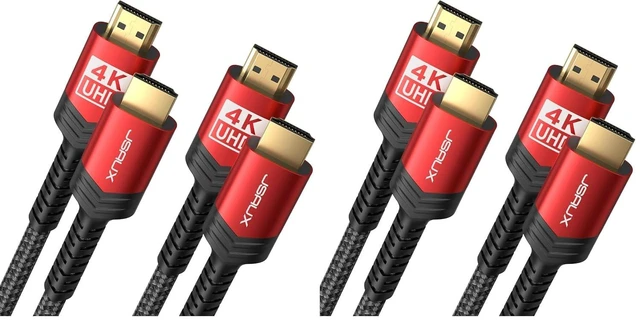 Main image of JSAUX 4K Long HDMI Cable 4 Pack 25ft, 18Gbps High Speed HDMI 2.0-Red