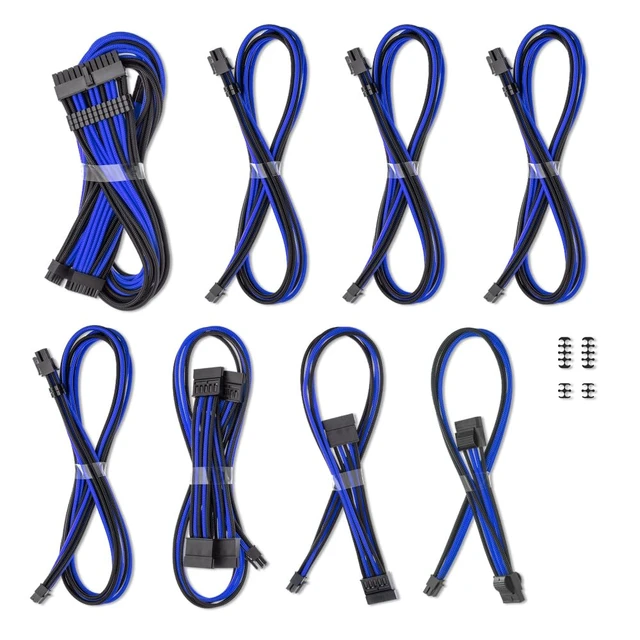 Alt view image 3 of 3 - CableMod Pro ModMesh Sleeved Cable Kit for Corsair Type 5 (Blk + Blu, 2x8p)