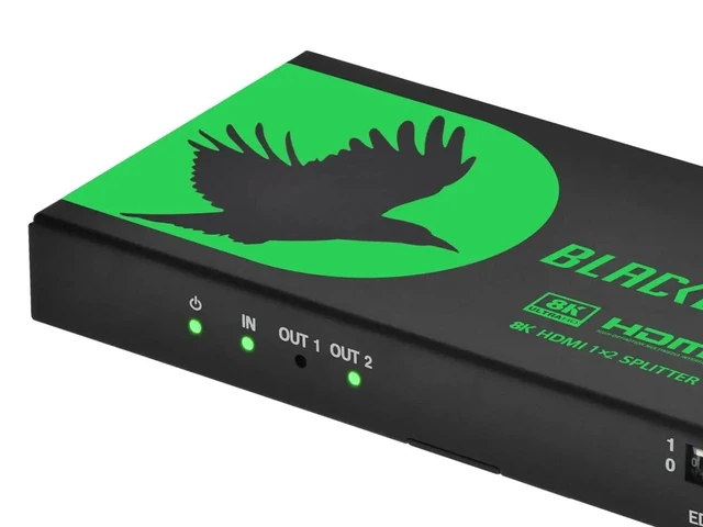 Alt view image 3 of 6 - Monoprice 1x2 HDMI Splitter with Audio Extraction, 8K@60Hz, 4K@120Hz, 40Gbps, HDMI 2.1, HDCP 2.3, HDR10+ and Dolby Vision, for HDTV, Xbox, PS5/4/3, Fire TV, Roku, PC, Projector - Blackbird Series