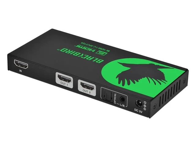 Alt view image 4 of 6 - Monoprice 1x2 HDMI Splitter with Audio Extraction, 8K@60Hz, 4K@120Hz, 40Gbps, HDMI 2.1, HDCP 2.3, HDR10+ and Dolby Vision, for HDTV, Xbox, PS5/4/3, Fire TV, Roku, PC, Projector - Blackbird Series