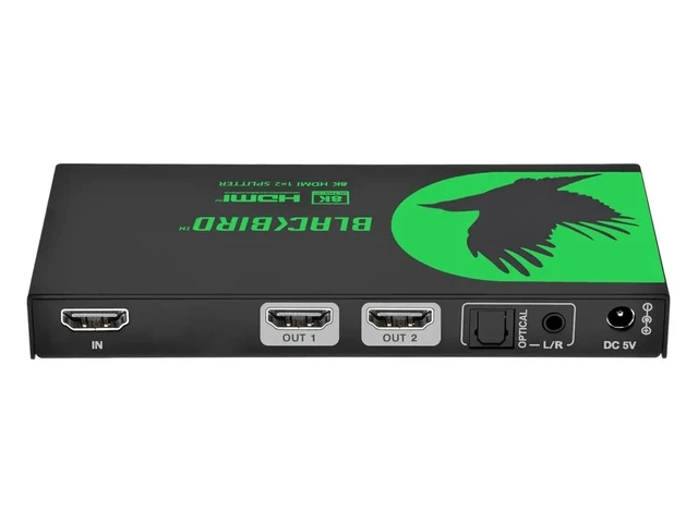 Alt view image 5 of 6 - Monoprice 1x2 HDMI Splitter with Audio Extraction, 8K@60Hz, 4K@120Hz, 40Gbps, HDMI 2.1, HDCP 2.3, HDR10+ and Dolby Vision, for HDTV, Xbox, PS5/4/3, Fire TV, Roku, PC, Projector - Blackbird Series