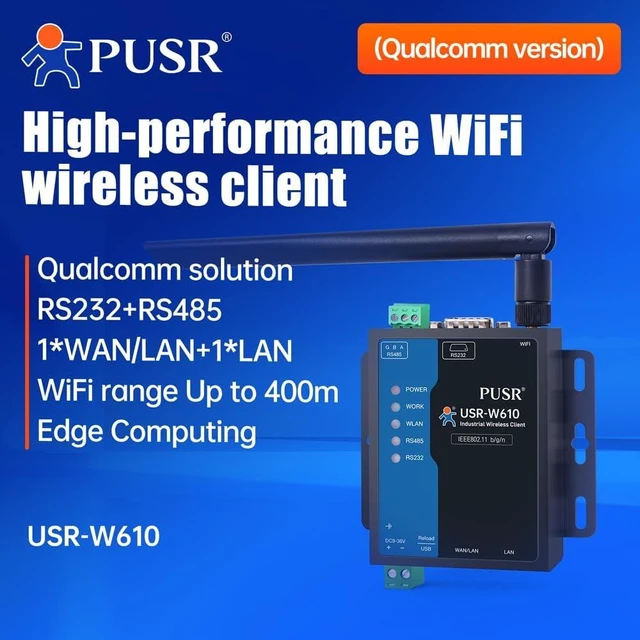 Alt view image 2 of 6 - Serial Ethernet RS485 RS232 to WiFi Converter Industrial Wireless Client Modbus Gateway MQTT Protocol Edge Computing USR-W610 (Qualcomm Version)