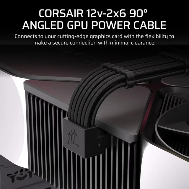 Alt view image 2 of 6 - Corsair 12V-2x6 90 GPU Power Cable for PCIe 4.0 Graphics Cards