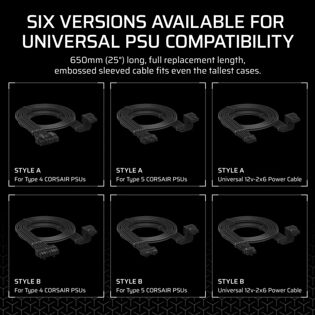 Alt view image 4 of 6 - Corsair 12V-2x6 90 GPU Power Cable for PCIe 4.0 Graphics Cards