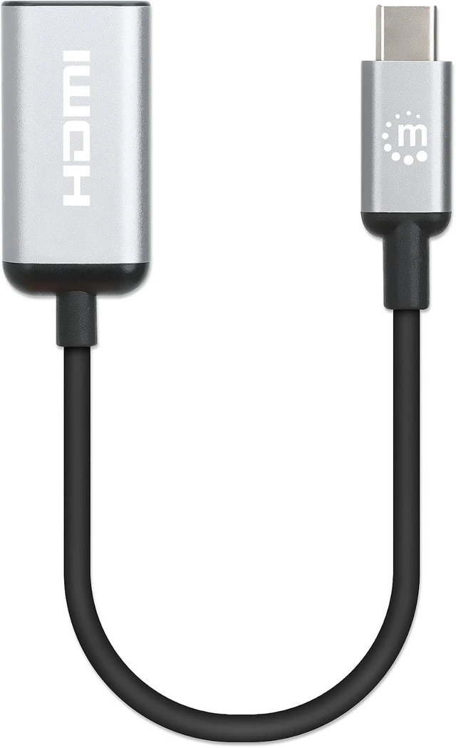 Alt view image 4 of 7 - Manhatten 4K@60Hz USB-C to HDMI Adapter USB 3.2 Type C Male to HDMI Female Active Converter Aluminum 15cm Black
