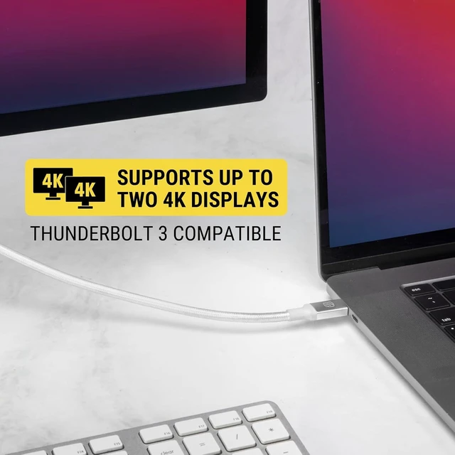 Alt view image 4 of 7 - Scosche CC4B4WT StrikeLine USB4, 4FT USB-C to USB-C Charging Cable with 240W Fast Charging and 40Gbps Data Transfer, Cord Compatible with Thunderbolt 3, MacBook, iPhone 16, iPad, Galaxy, 4K/8K Display