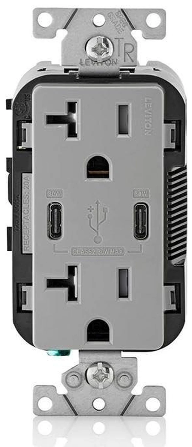 Main image of Leviton T5835-G 20A TR RECPT USB Type CC CHRG