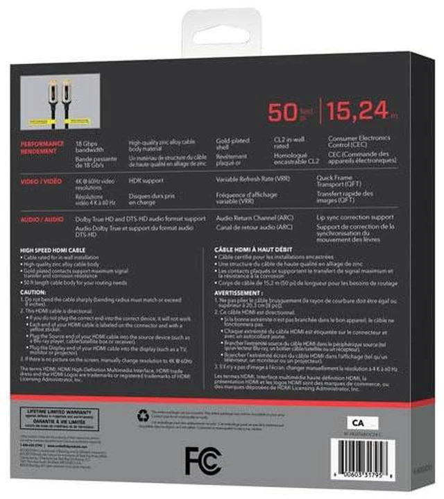 Alt view image 7 of 7 - Rocketfish 15.24m (50ft.) 4K Ultra HD HDMI Cable