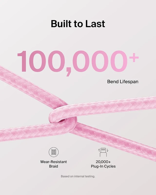 Alt view image 4 of 7 - Belkin USB C to USB C 60W Braided Cable iPhone Charger Cord 78.39 inches (Pack of 6)