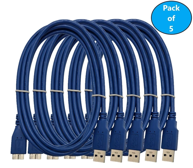 Alt view image 2 of 5 - MICRO CONNECTORS 6 ft USB 3.0 A-Male to Micro B-Male Cable Blue 5-Pack (E07-306AMBBL-5P)