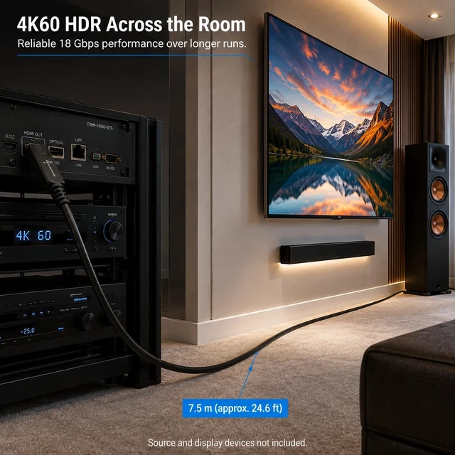 Alt view image 3 of 6 - PureLink TWH-1000-075 HDMI Cable with TotalWire Locking Technology - HDMI 2.0, 18Gbps, 7.5m, Secure Locking Connectors for Home Theater, Gaming & Pro AV Installation