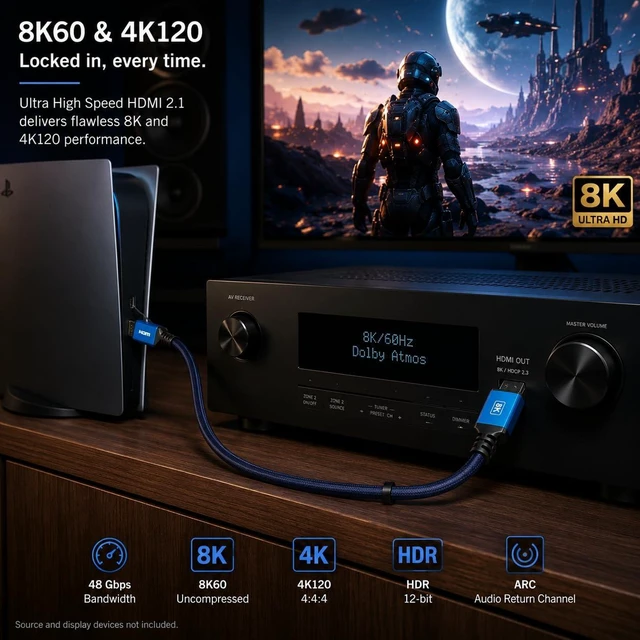 Alt view image 3 of 5 - PureLink TWH-8000-020 HDMI 2.1 Cable with TotalWire Locking Technology - 8K, HDMI 2.1, 2m, Secure Locking Connectors for Home Theater, Gaming & Pro AV Installation