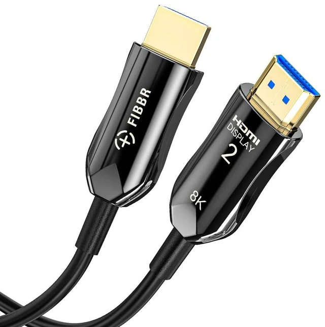 Main image of Fiber Optic HDMI 2.1 Cable, Black Zinc Alloy Shell, 48Gbps Ultra High Speed AOC, 8K 60Hz 4K 120Hz HDR eARC, Slim PVC Cord for Gaming Projector Home Theater (100ft)