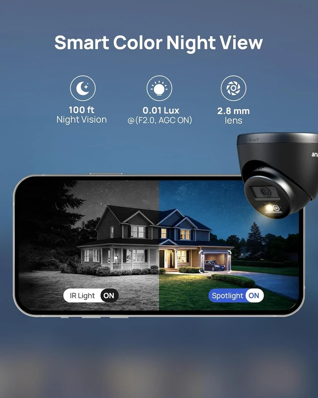 Alt view image 2 of 7 - ANNKE 3K PoE Security Camera with Red-Blue Strobe Flash Light Alarm, 123° Wide Angle, Smart Dual Light Color Night Vision for Surveillance, AI Detection, H.265+, IP67, 2-Way Audio, Include 50ft Cable