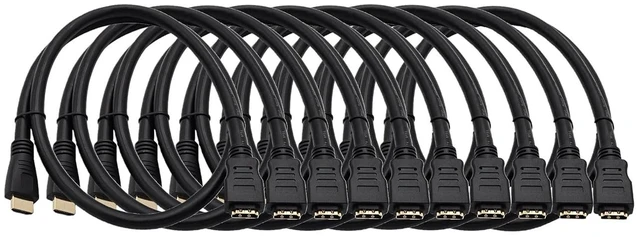 Main image of MICRO CONNECTORS 3 Feet HDMI Extension (24AWG) Cable with Ethernet 10-Pack (H2-003EX-10P)