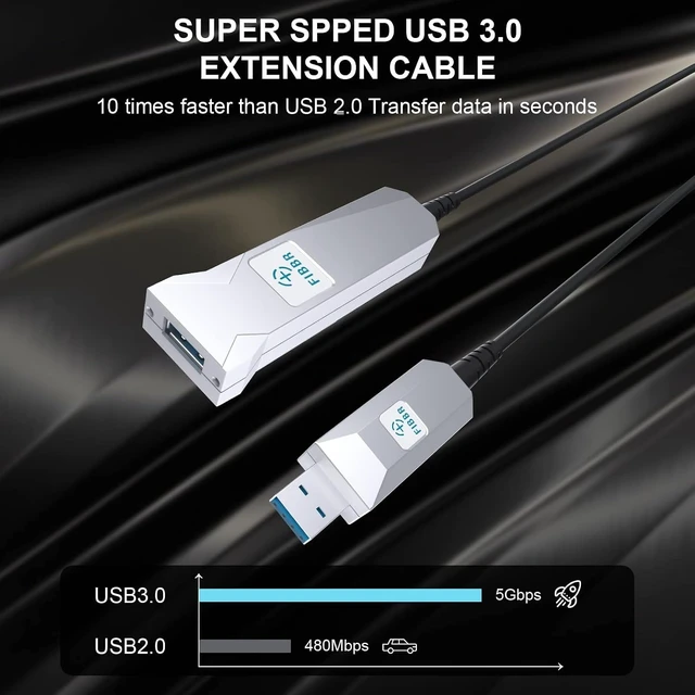 Alt view image 2 of 7 - USB A to USB A Fiber Optical Extendable Cable 30m/100ft, Long Distance USB A Cable
