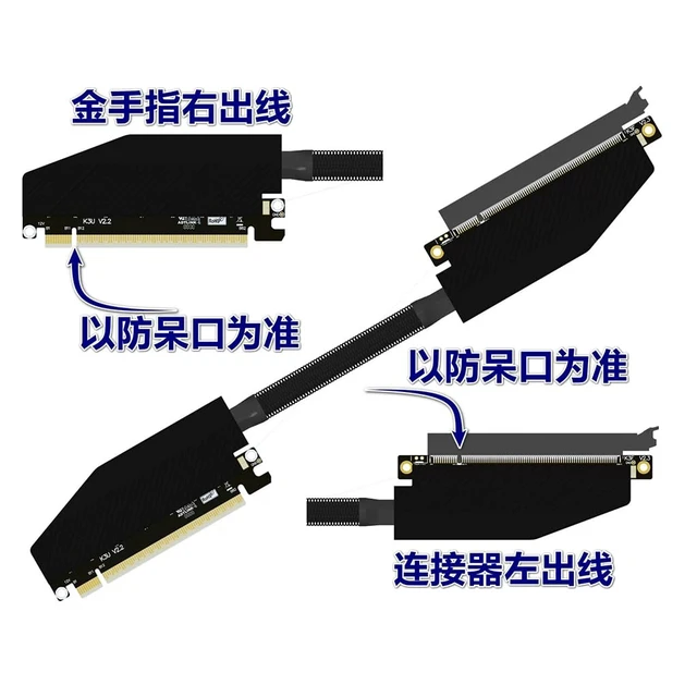 Alt view image 3 of 4 - JMT ADT-K33 PCIe 5.0 x16 Dual Reverse Bend Graphics Card Extension Cable Gen5 512Gbps Compatible with RTX 50xx, RX 90xx Series GPU (K33UF-TR-FG-BK11,30CM)