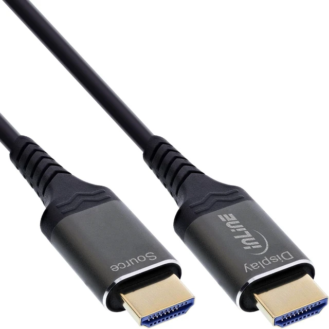 Main image of Inline HDMI AOC Cable Ultra High Speed HDMI 2.1 Fibre Optic Cable for 8K 60Hz 4K 240Hz, Aluminium Connector, ARC eARC HDR, Gold-Plated, 15 m, 17915X