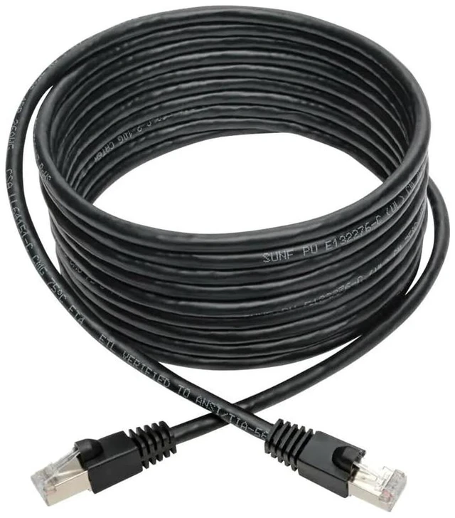 Main image of Eaton Tripp Lite N262-015-BK Cat6a 10G Shielded Snagless STP Ethernet Patch Cable RJ45 M/M PoE 26AWG Black 15 ft Cloud Care Pre-Configured Bundle Eligible (10 Pack)