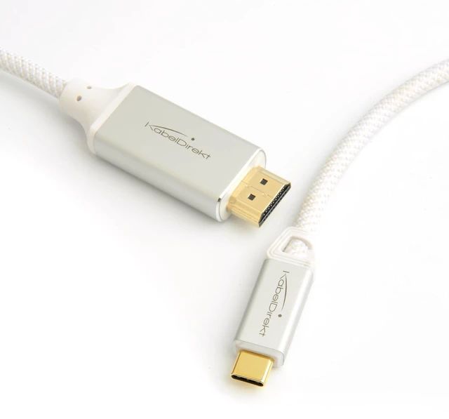 Alt view image 2 of 6 - KabelDirekt USB-C to HDMI Monitor Cable 3ft 4K, White