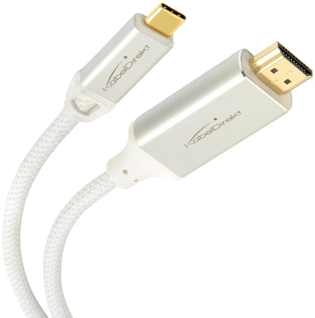 Main image of KabelDirekt USB-C to HDMI Monitor Cable 3ft 4K, White