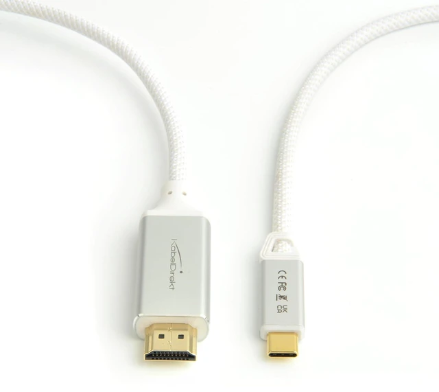 Alt view image 3 of 6 - KabelDirekt USB-C to HDMI Monitor Cable 3ft 4K, White