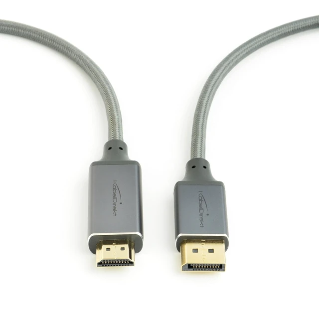 Alt view image 2 of 6 - KabelDirekt DisplayPort to HDMI Cable, Adapter 10ft 4K/60Hz, Gray
