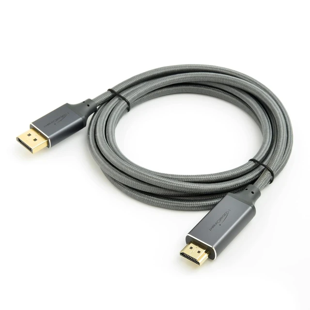 Alt view image 4 of 6 - KabelDirekt DisplayPort to HDMI Cable, Adapter 10ft 4K/60Hz, Gray