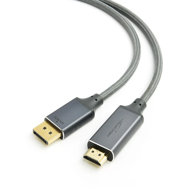 Alt view image 5 of 6 - KabelDirekt DisplayPort to HDMI Cable, Adapter 10ft 4K/60Hz, Gray