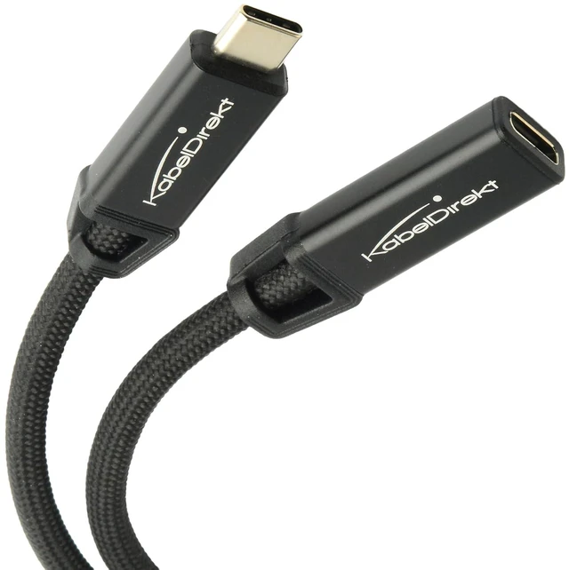 Main image of KabelDirekt USB-C Extension 6.6ft 4K, 10Gbps, 100W, Black
