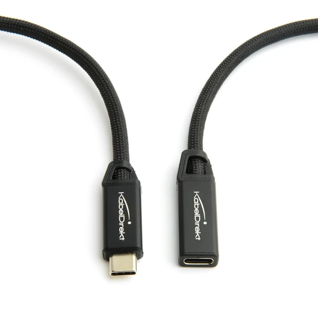 Alt view image 4 of 6 - KabelDirekt USB-C Extension 6.6ft 4K, 10Gbps, 100W, Black