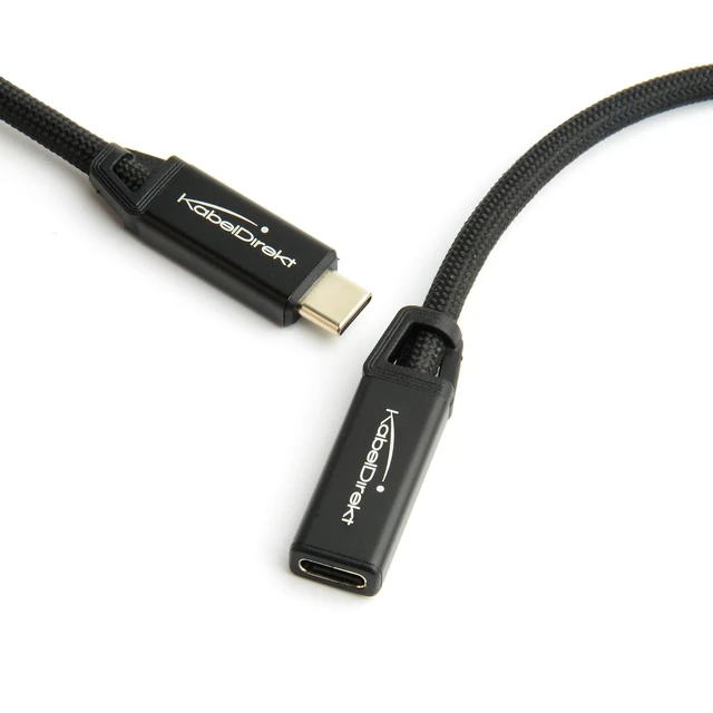 Alt view image 5 of 6 - KabelDirekt USB-C Extension 6.6ft 4K, 10Gbps, 100W, Black