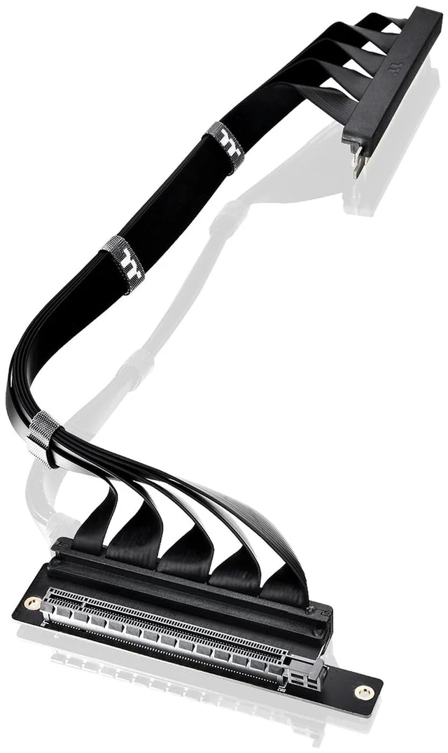 Main image of Thermaltake PCIe 4.0 Dual 90°Degree Connectors Riser Cable; 16Gbps High-Speed Transmission; 400mm; EMI Shielding; AC-077-CO1OTN-C1; 3 Year Warranty