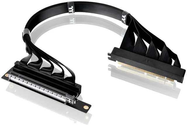 Alt view image 2 of 5 - Thermaltake PCIe 4.0 Dual 90°Degree Connectors Riser Cable; 16Gbps High-Speed Transmission; 400mm; EMI Shielding; AC-077-CO1OTN-C1; 3 Year Warranty
