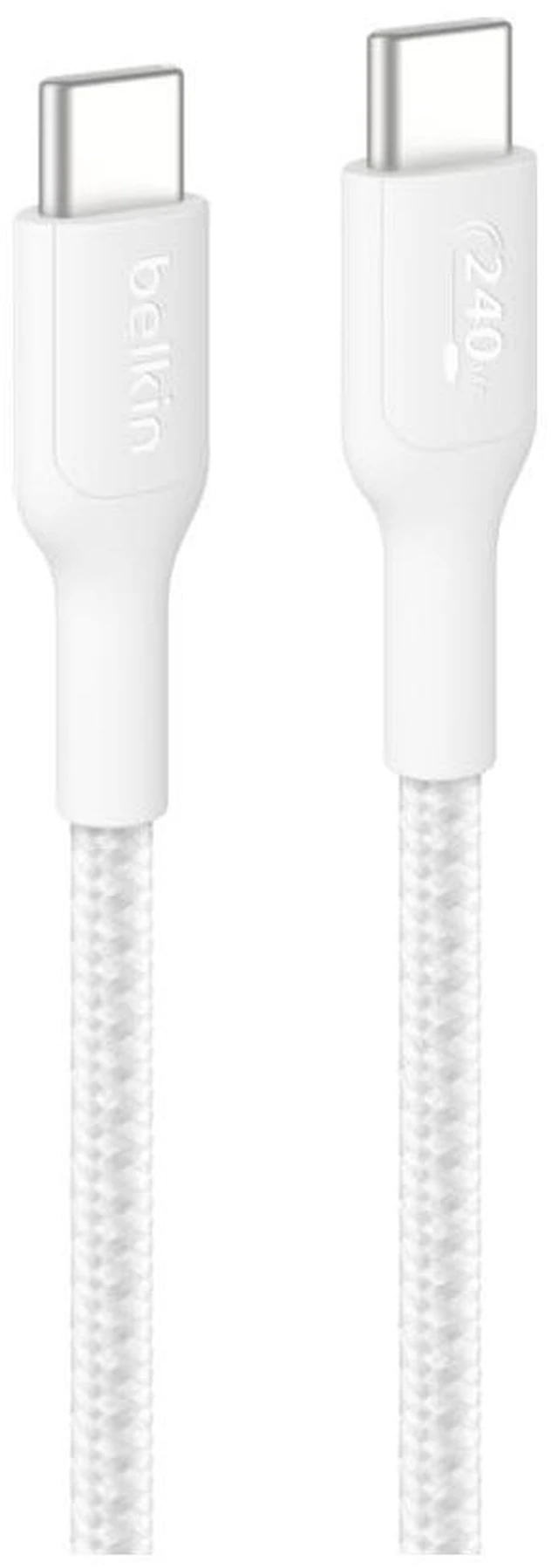 Main image of Belkin Eco Braided USB-C to USB-C Cable (1M, 240W) - Soft, Flexible Fast-Charging Cable, Type C Charger Cord for iPhone 16, Galaxy S25, Pixel 9, MacBook, iPad Pro, & More - White (USB 2.0)