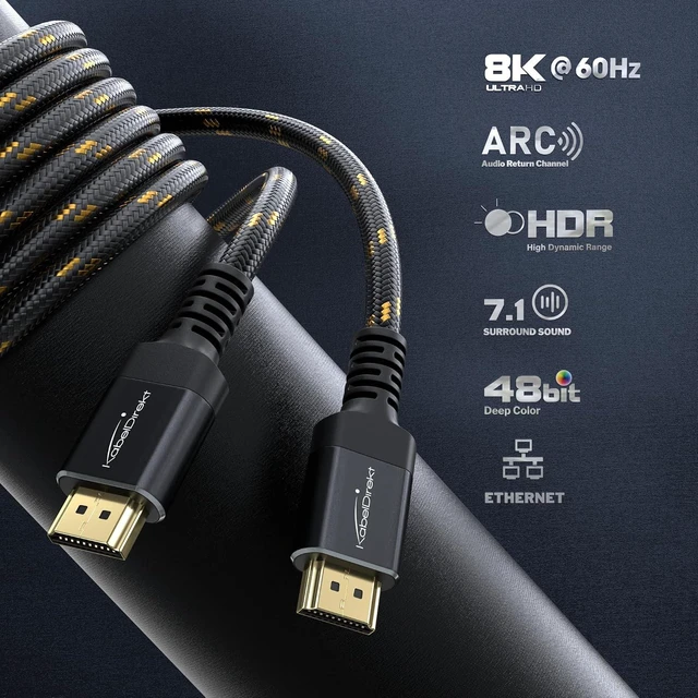 Alt view image 2 of 7 - KabelDirekt 8K/4K HDMI 2.1b Cable 6ft, Metal