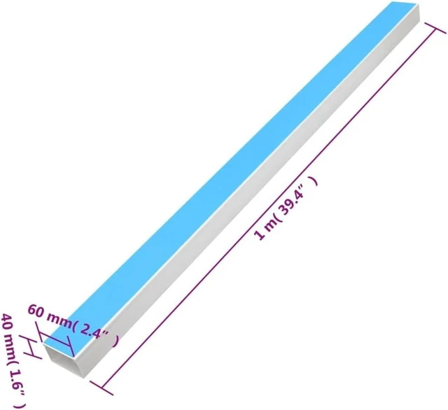 Alt view image 2 of 7 - vidaXL Cable Trunking Self-Adhesive 2.4"x1.6" 98.4'PVC