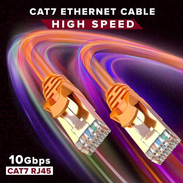 Alt view image 6 of 7 - Maximm Flat Cat7 Ethernet Cable SFTP Shielded Orange 100ft 5-Pack