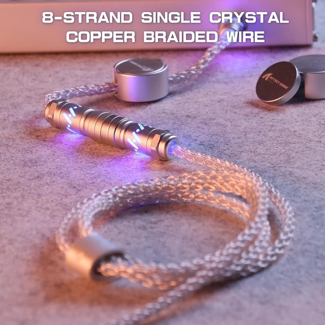 Alt view image 5 of 7 - ATTACK SHARK C07 Custom Braided Aviator Cable with Light Up RGB-White