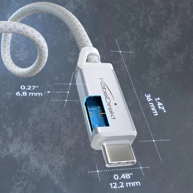 Alt view image 3 of 7 - KabelDirekt USB C Cable All-in-One 6ft, White, 20Gbps, 240W