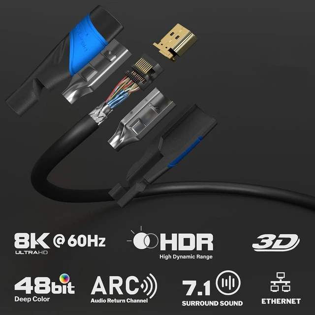 Alt view image 2 of 7 - KabelDirekt 8K & 4K HDMI Cable 2x13ft German Flexcore Technology