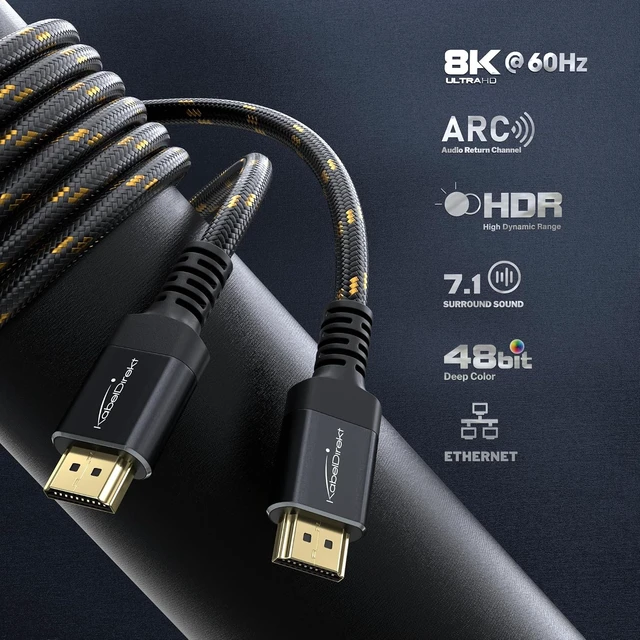 Alt view image 2 of 7 - KabelDirekt 8K/4K HDMI 2.1b Cable 10ft, Metal