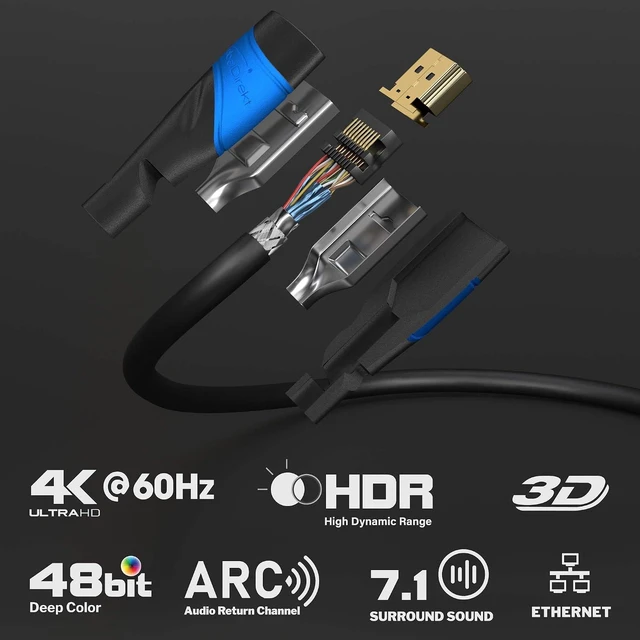 Alt view image 2 of 7 - KabelDirekt 4K HDMI Cable 2x50ft German Flexcore Technology