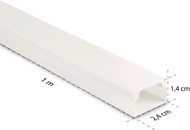 Alt view image 5 of 6 - Hama Cable Duct Kit, 4 Pcs, Self-adhesive, 1 m, Incl. Connecting Pieces, white
