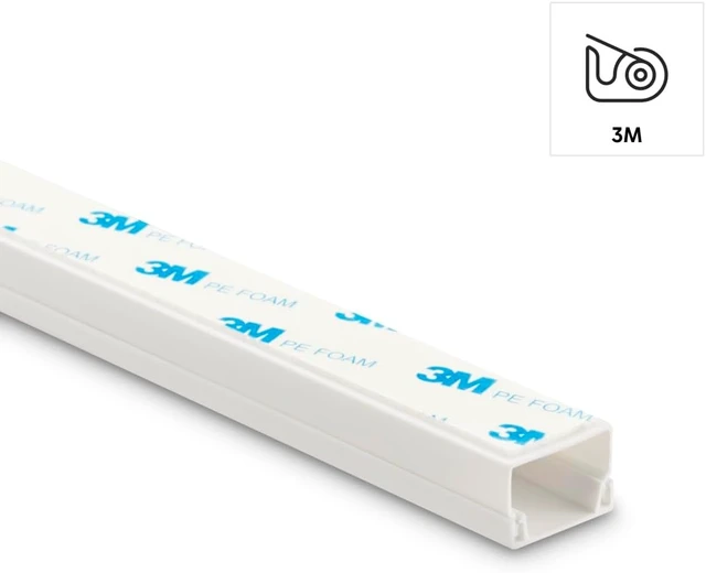 Alt view image 4 of 6 - Hama Cable Duct Kit, 4 Pcs, Self-adhesive, 1 m, Incl. Connecting Pieces, white