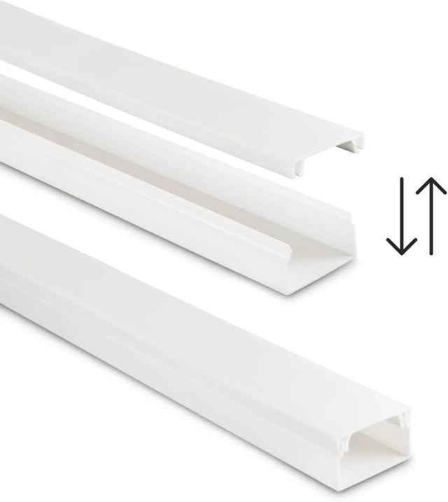 Alt view image 6 of 6 - Hama Cable Duct Kit, 4 Pcs, Self-adhesive, 1 m, Incl. Connecting Pieces, white